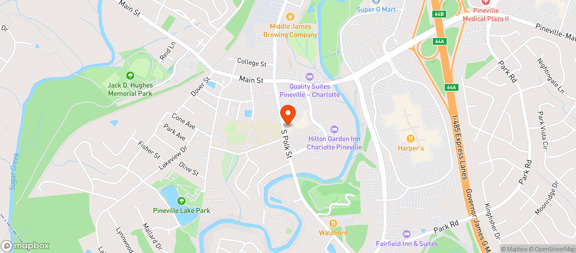 Map showing Cali Vapors Elite Smoke Shop - South Charlotte