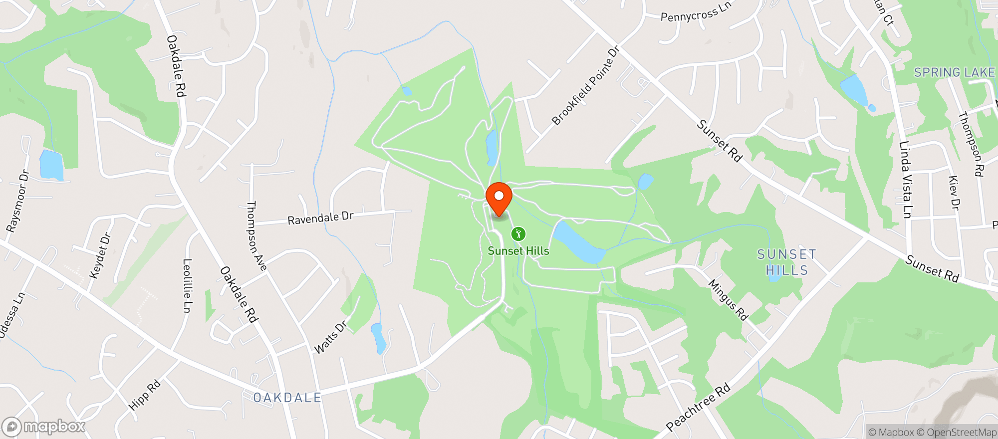 Map showing Sunset Hills Golf Club