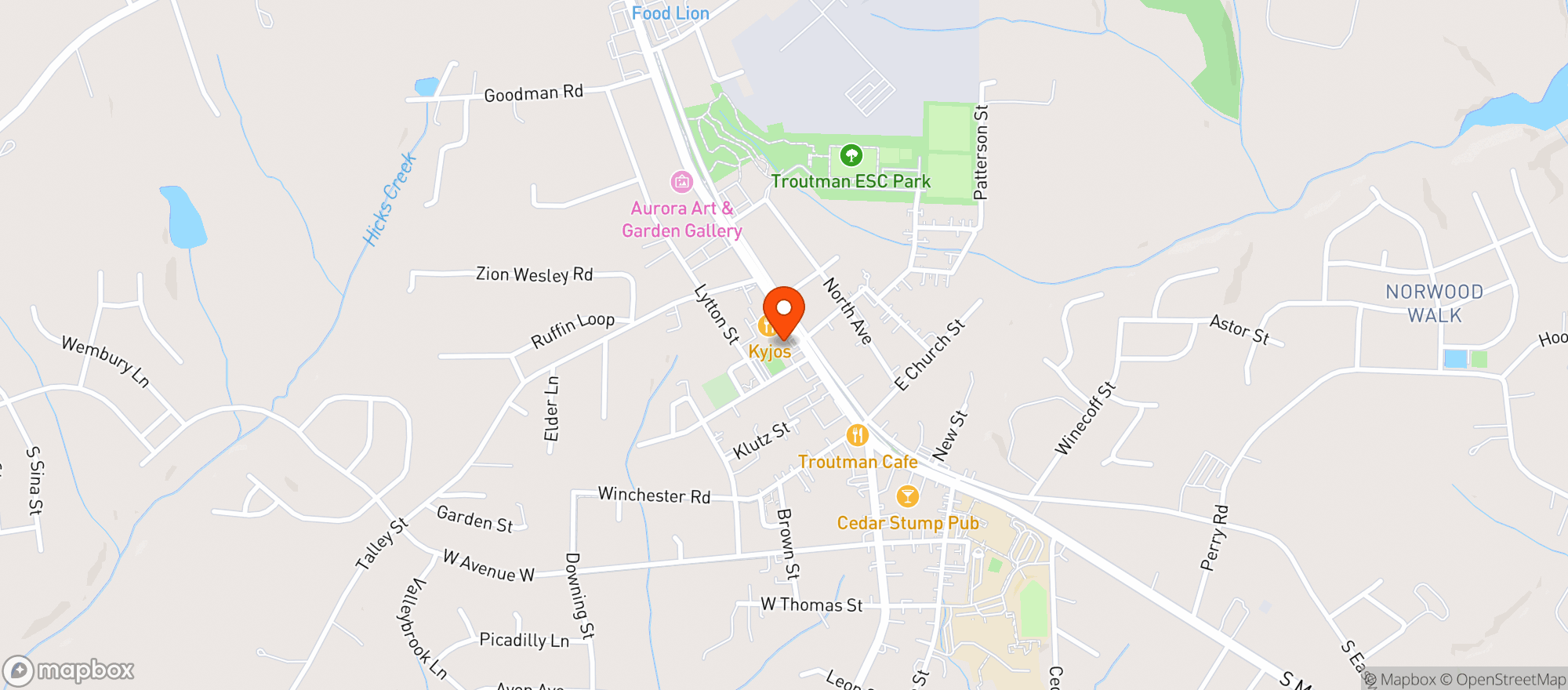Map showing Troutman Discount Store