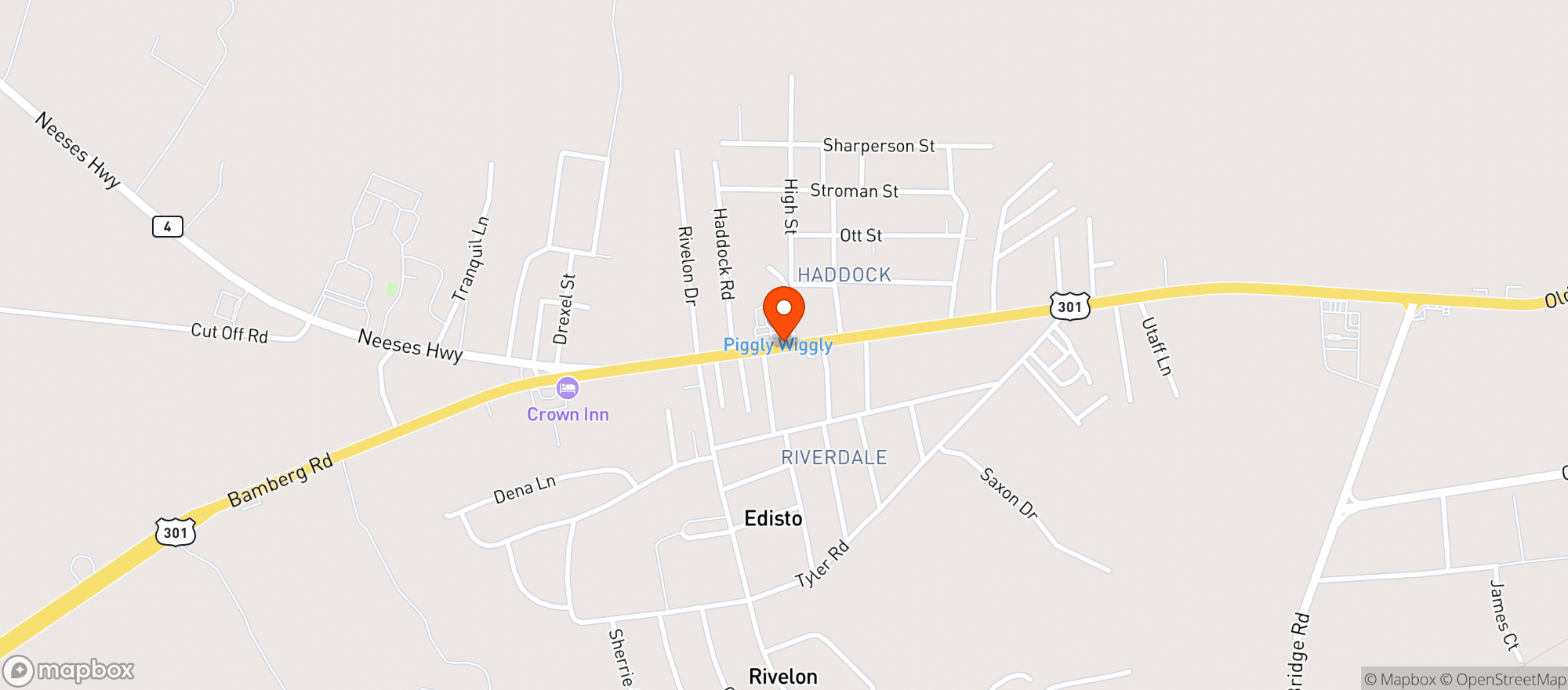 Map showing Piggly Wiggly Store