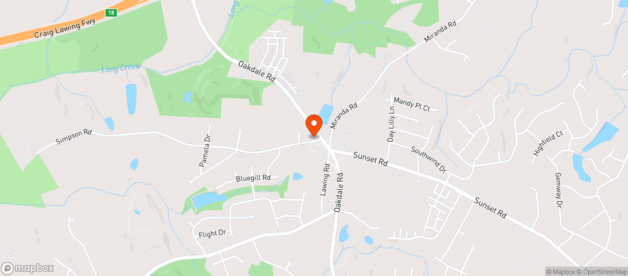 Map showing Oakdale Mini Market