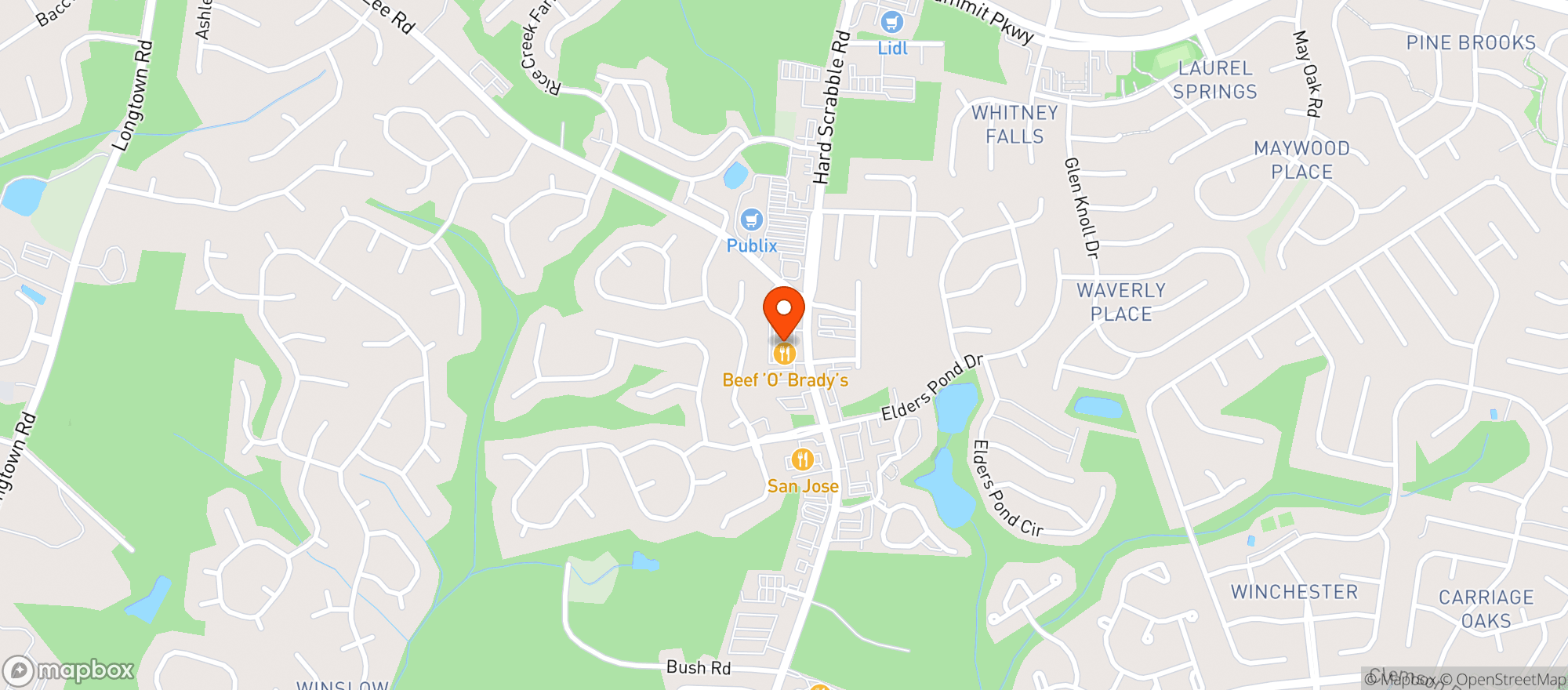 Map showing Beef O Bradys