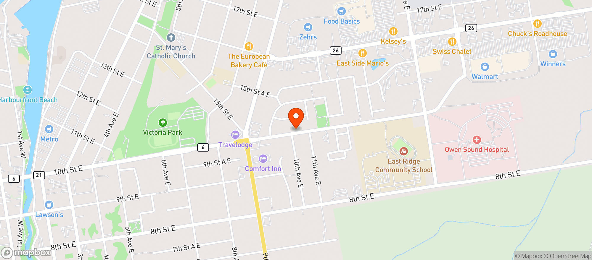 Map showing Staples