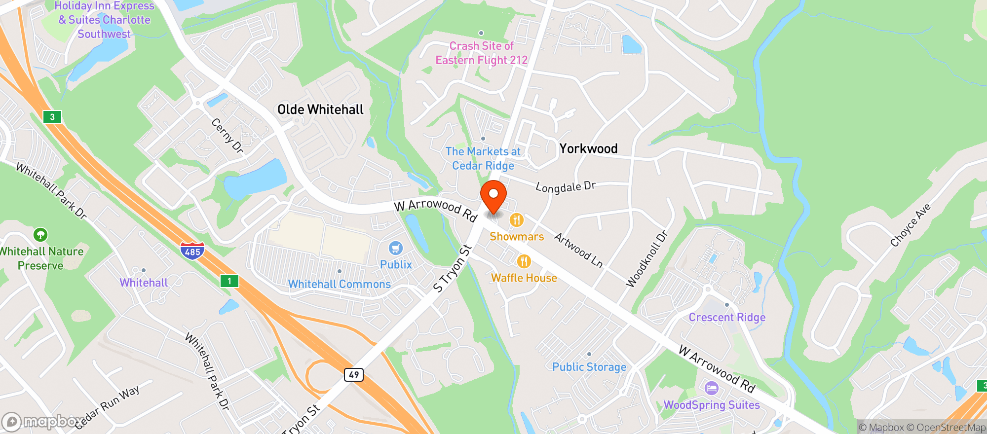 Map showing Arrowood Corner