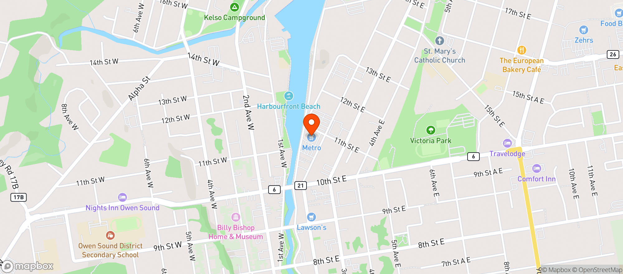 Map showing Metro 179