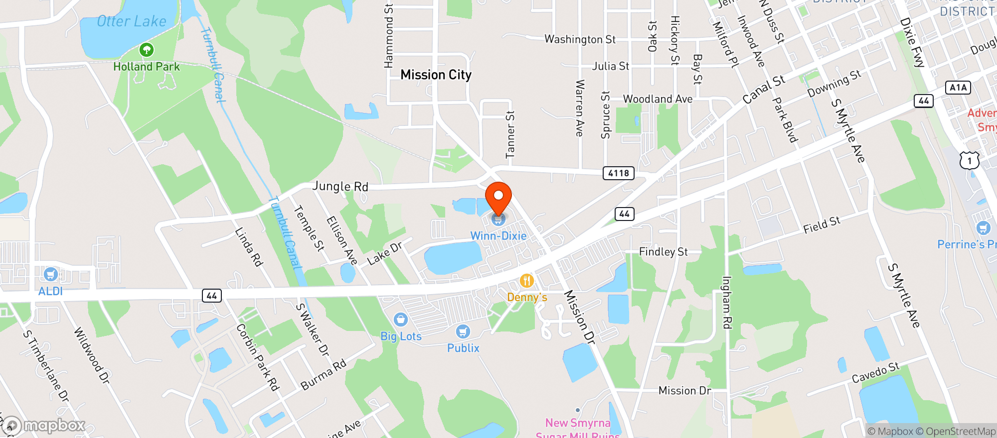 Map showing Winn Dixie - 2304
