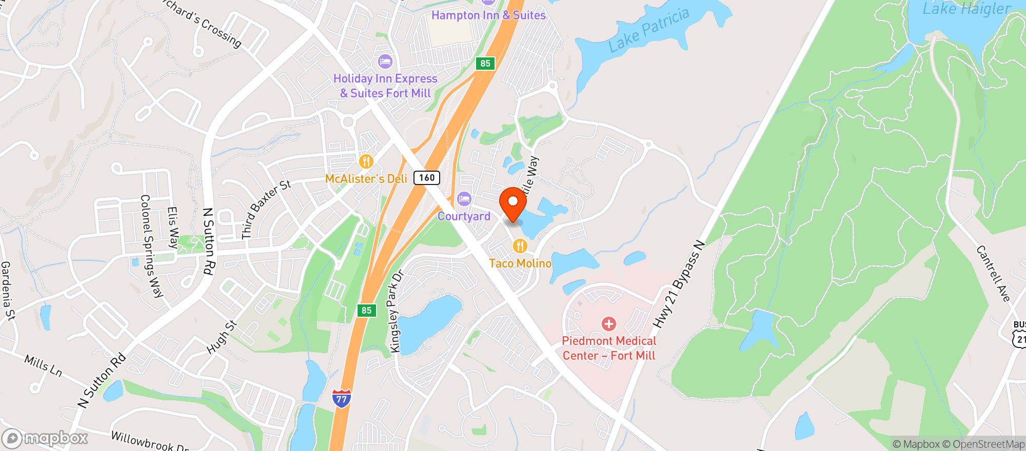 Map showing Carolina Ale House