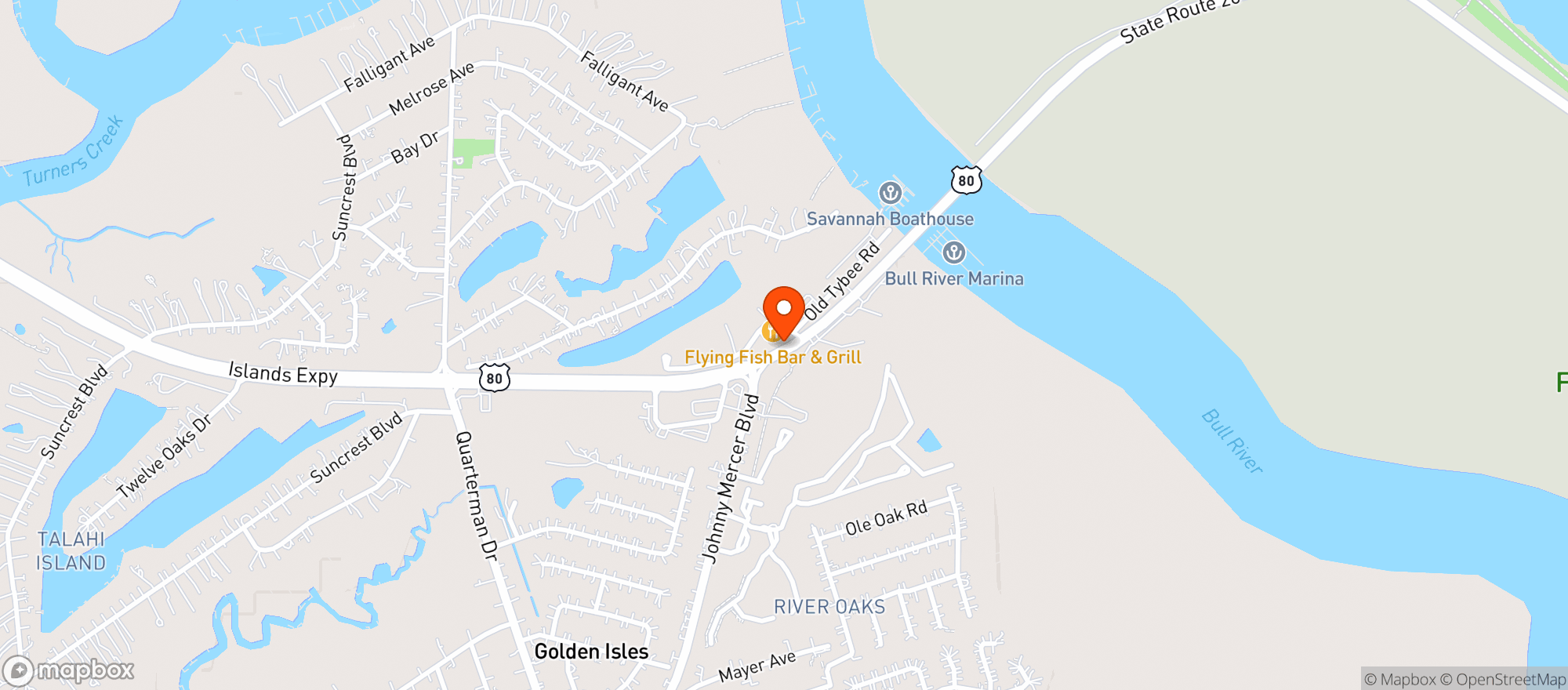 Map showing THE FLYING FISH BAR & GRILL