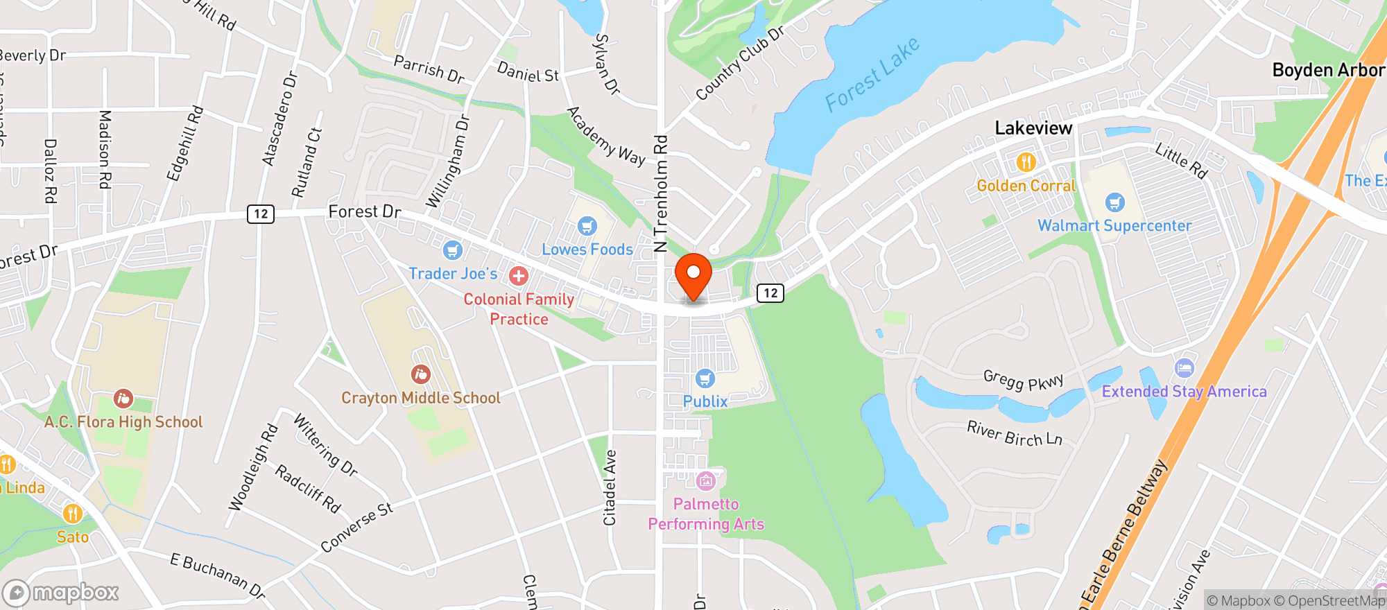 Map showing Publix