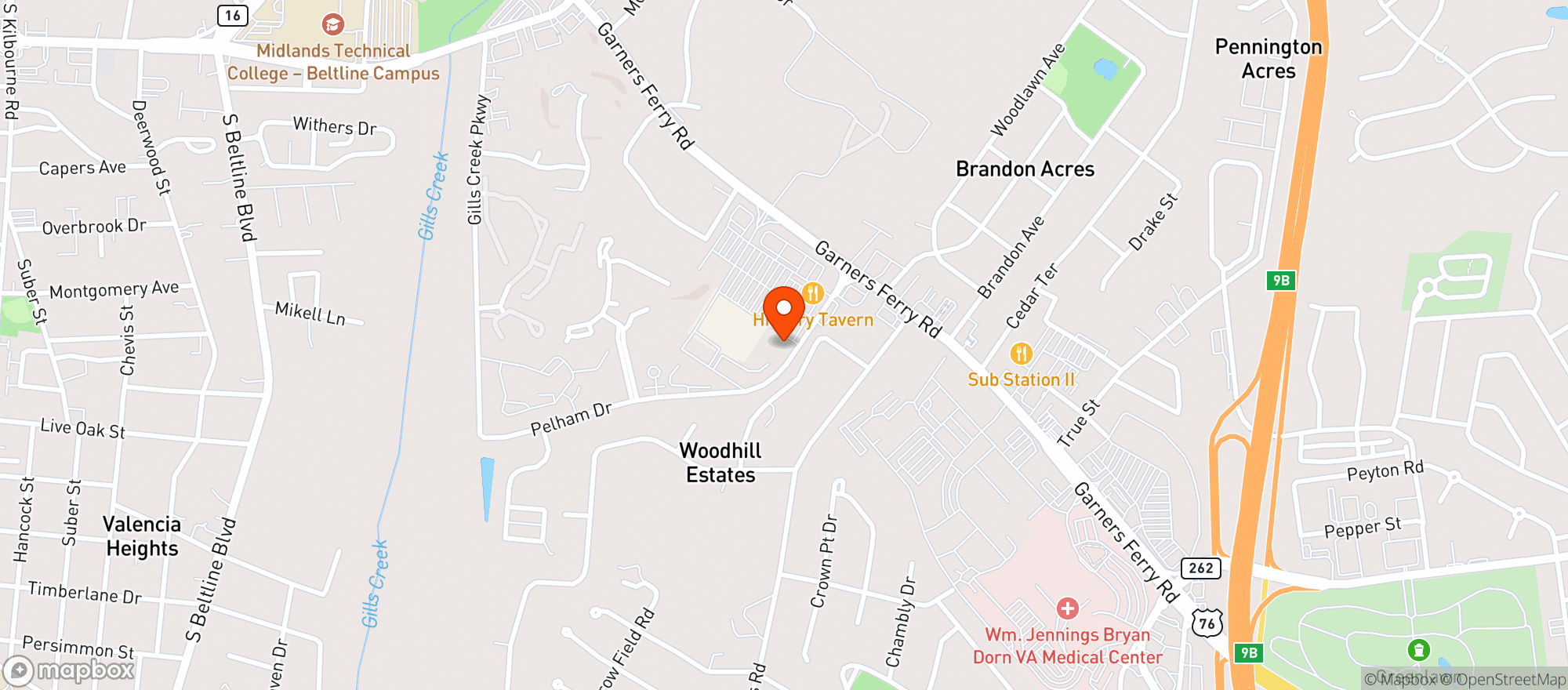Map showing World Market Columbia Woodhill