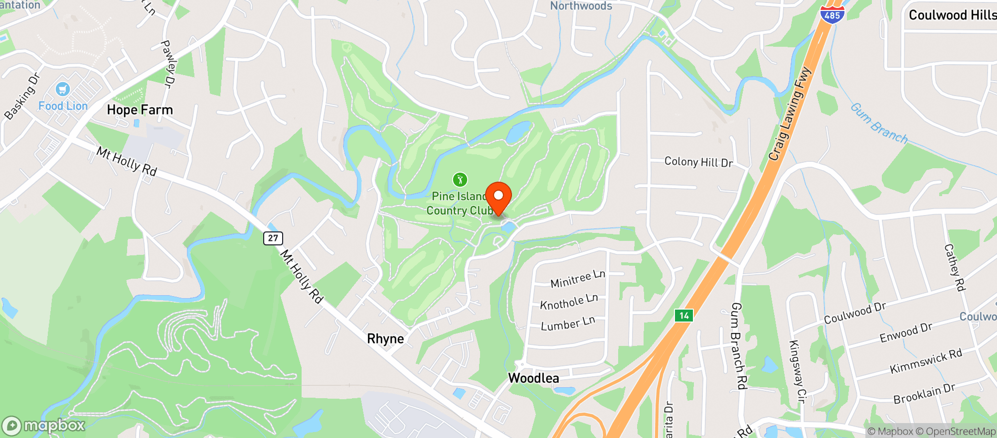Map showing Pine Island Country Club