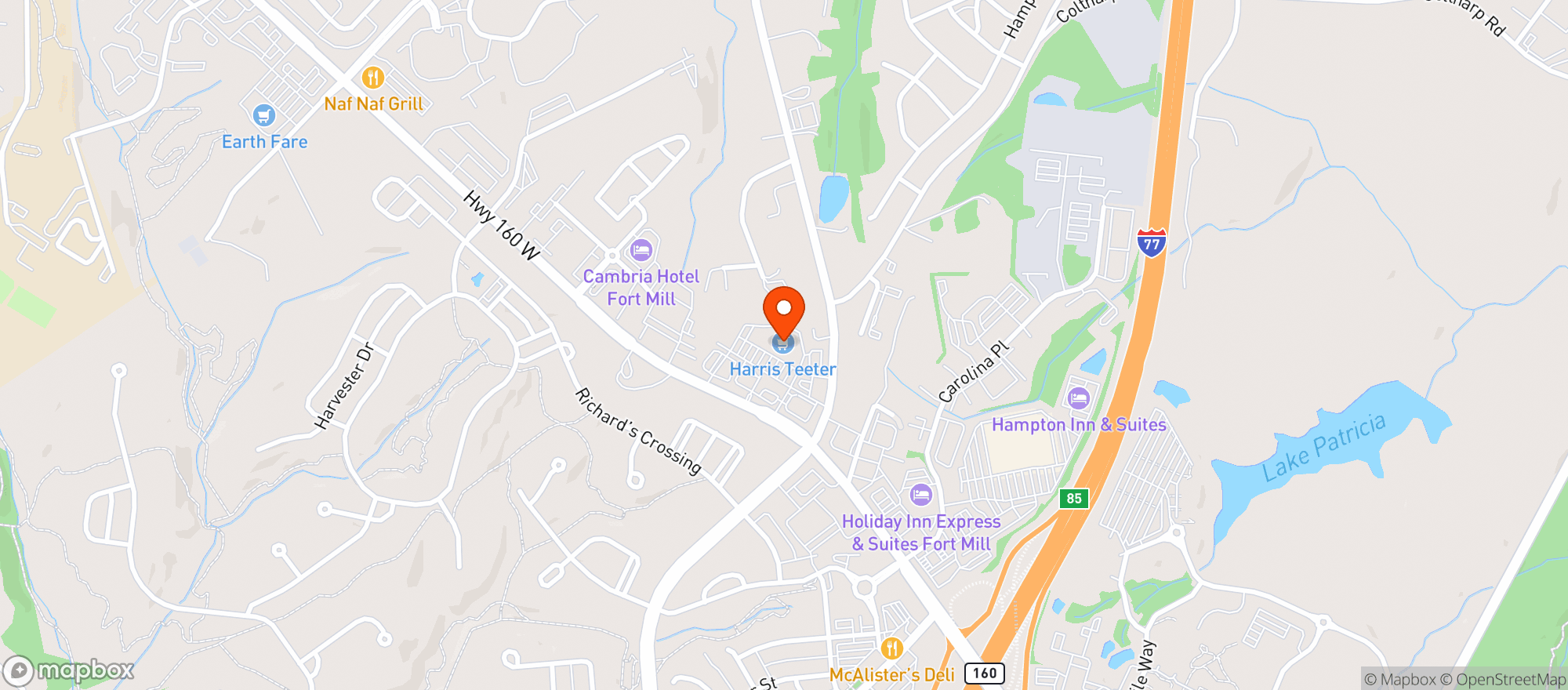 Map showing Harris Teeter