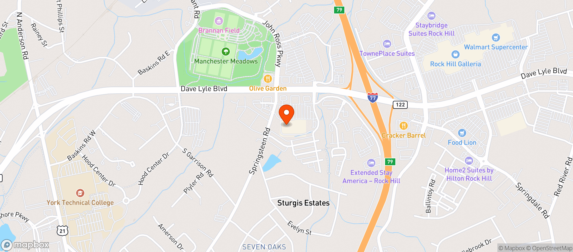 Map showing Target - Rock Hill
