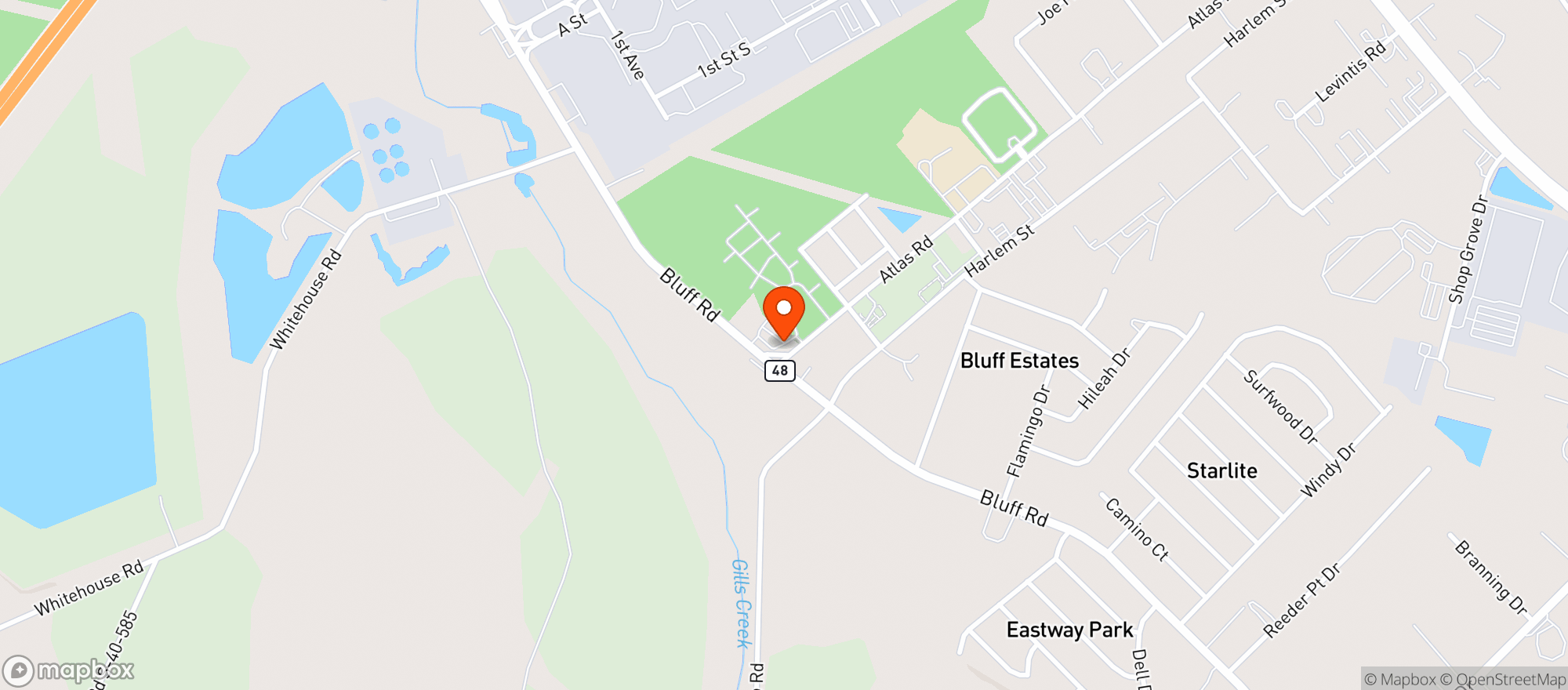 Map showing CIRCLE K (2807 ATLAS RD)