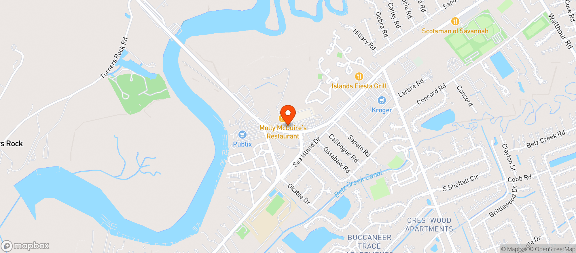 Map showing Basils Pizza