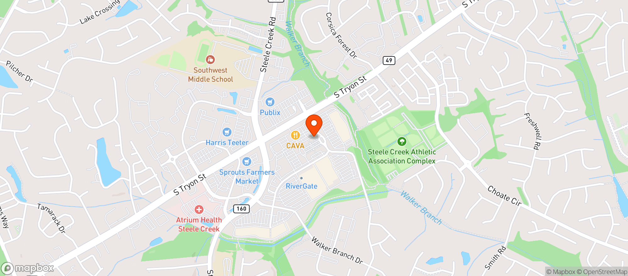 Map showing The Casual Pint - Charlotte