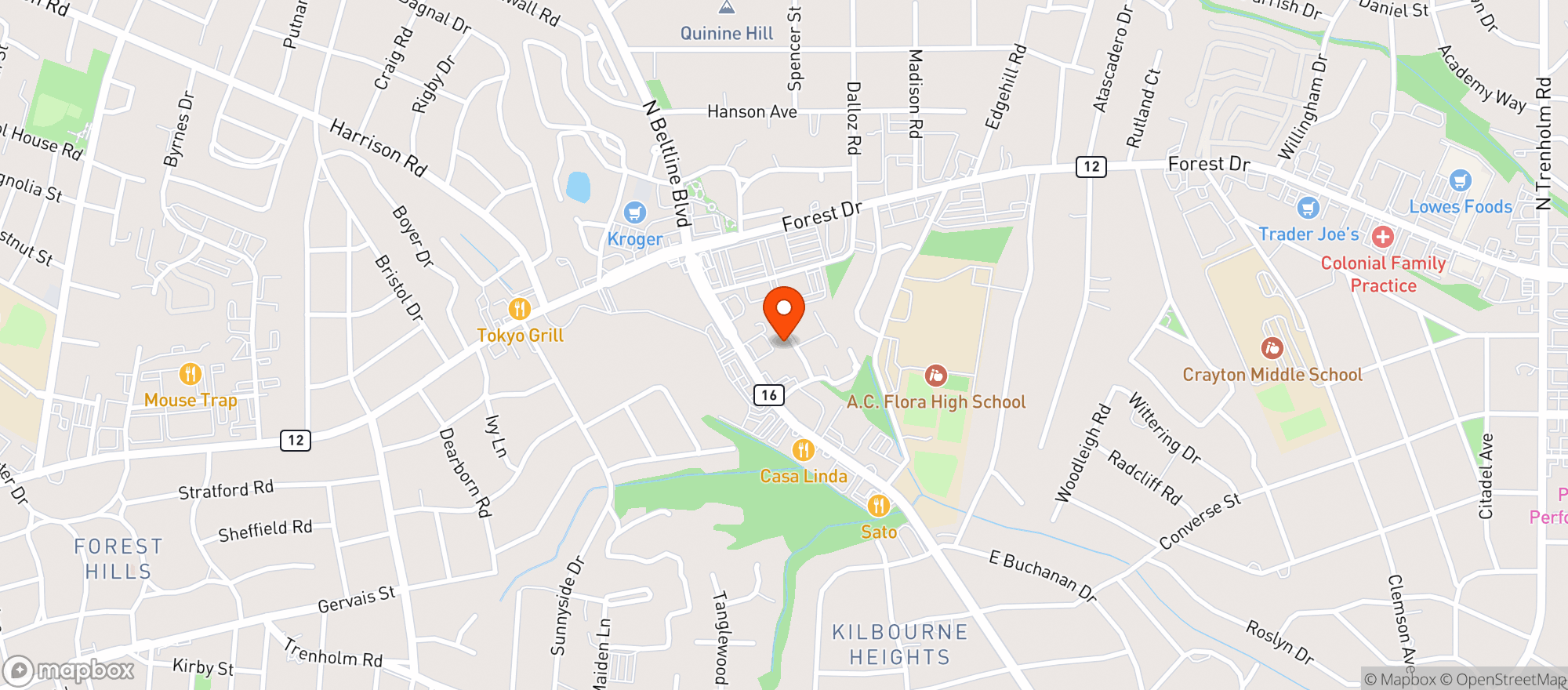 Map showing Vitamin Shoppe - Forest Acres
