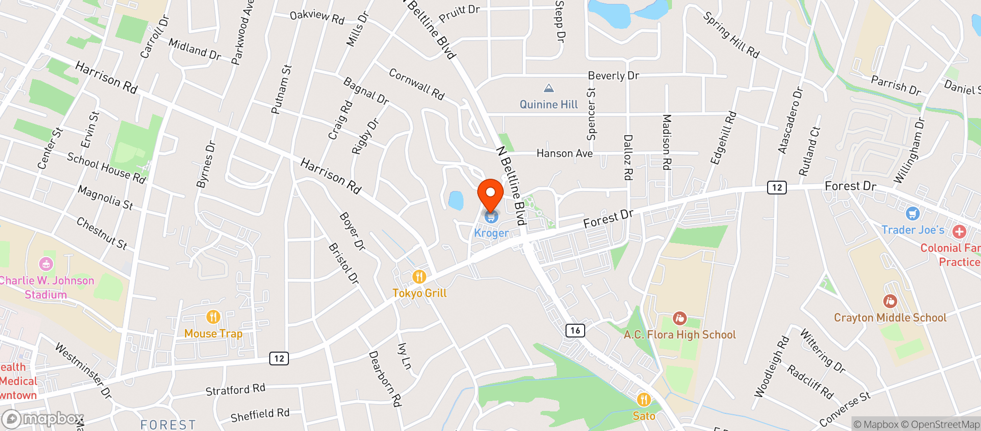 Map showing Kroger