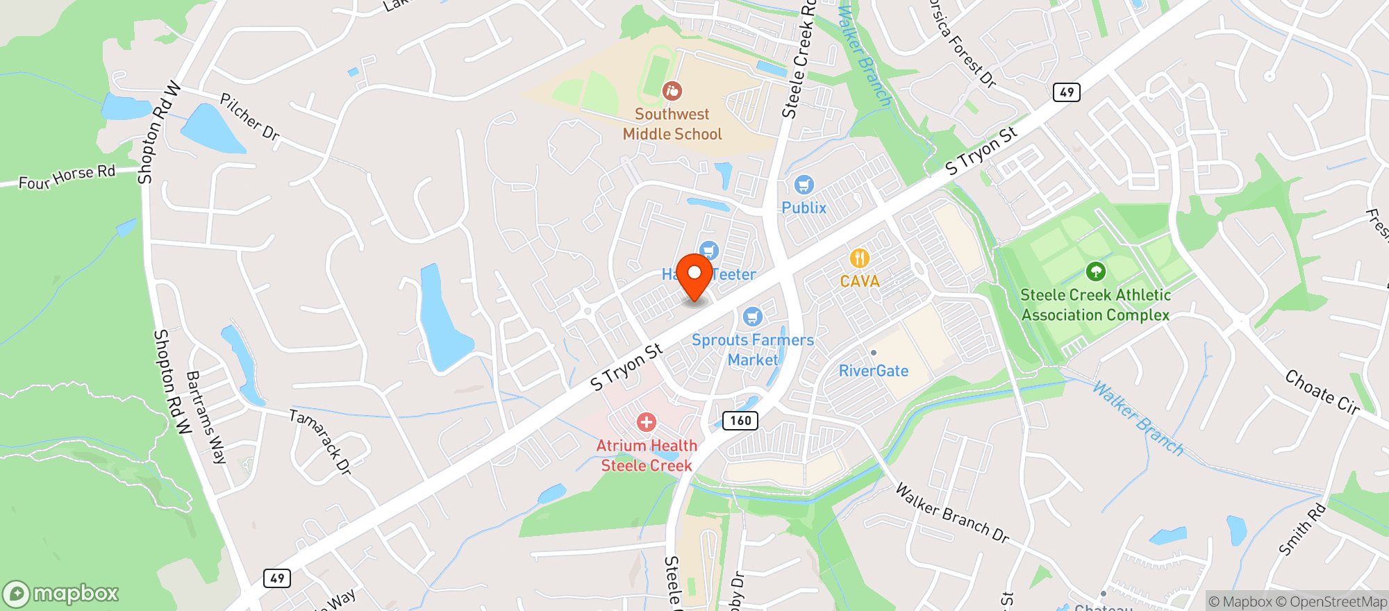 Map showing Hickory Tavern