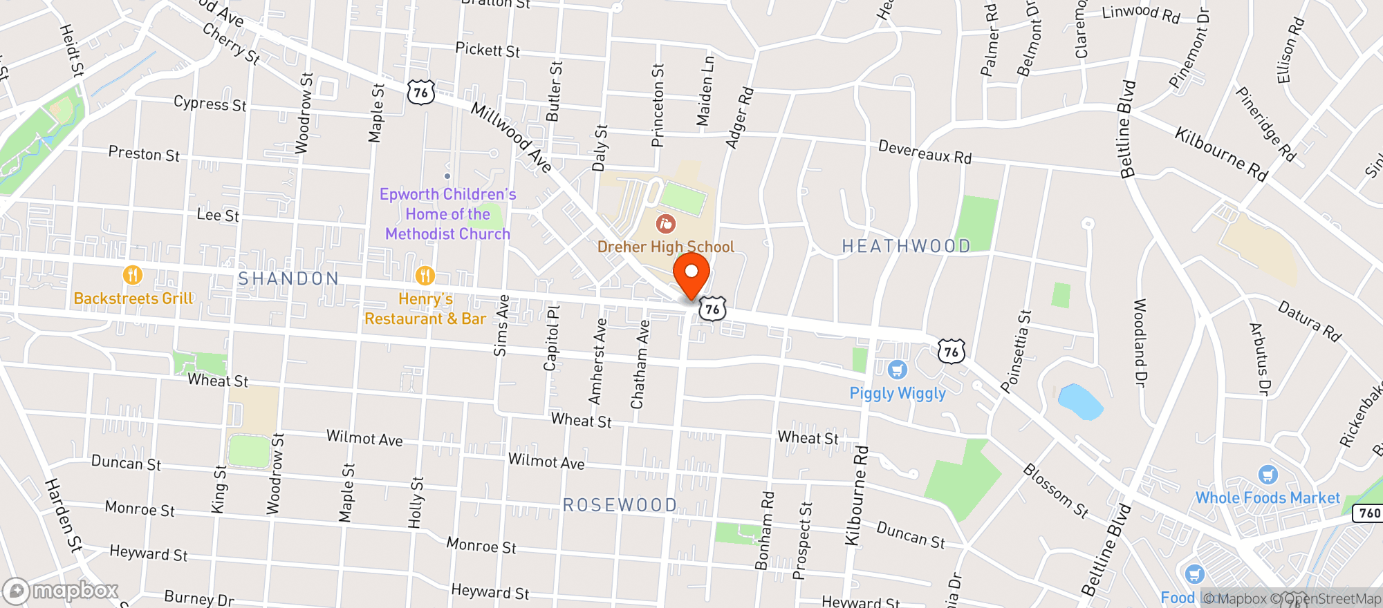 Map showing Earth Fare Market (Columbia - 220)
