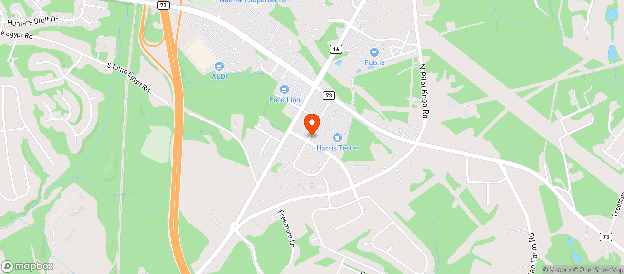 Map showing East Coast Wings & Grill