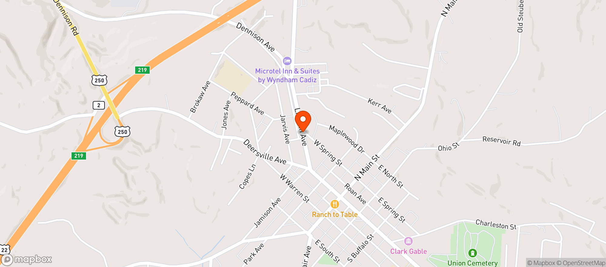 Map showing T&j Cadiz Drive Thru