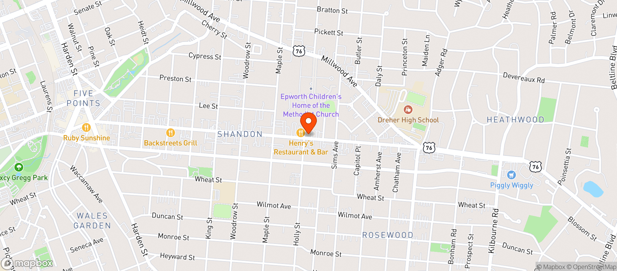 Map showing Cantina 76