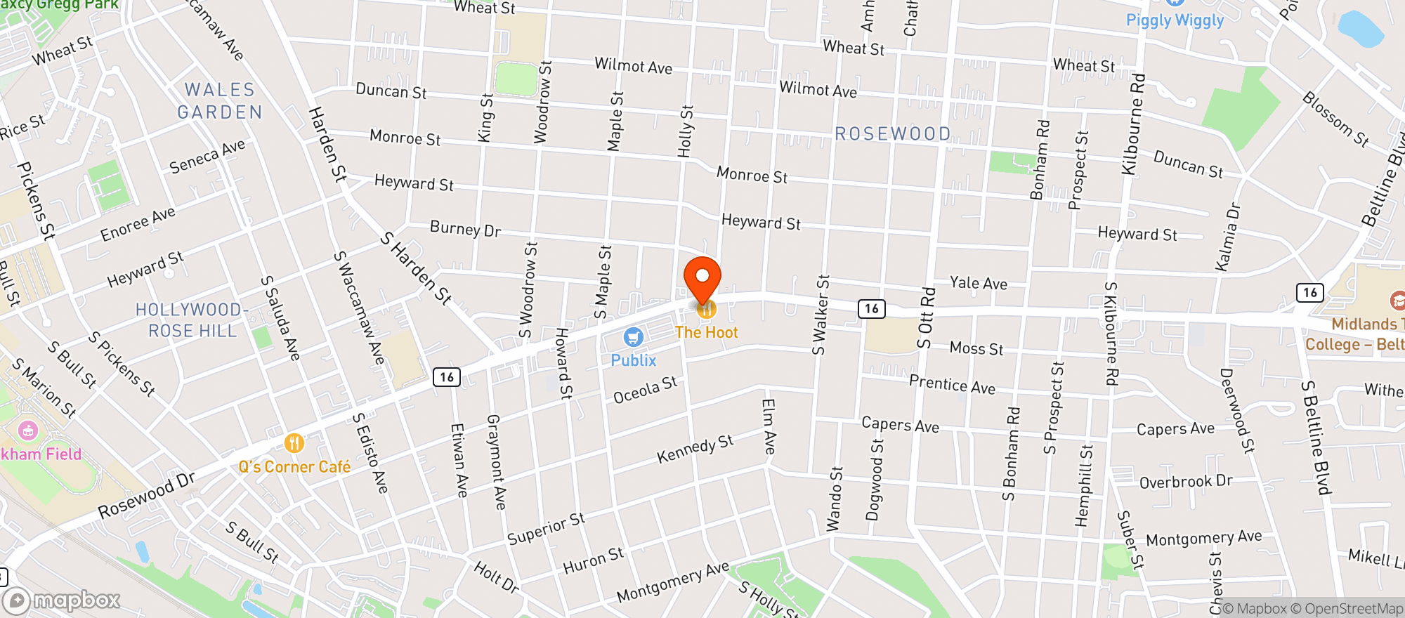 Map showing The Hoot
