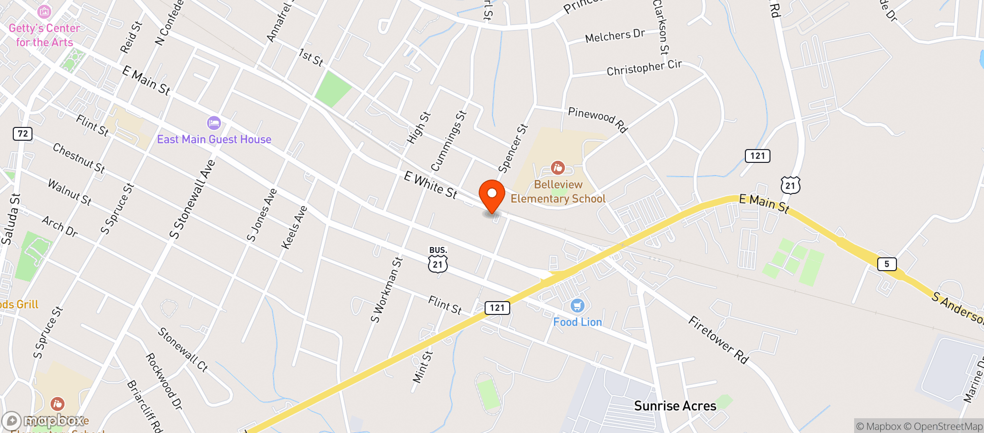 Map showing KICKSTAND BAR AND GRILL