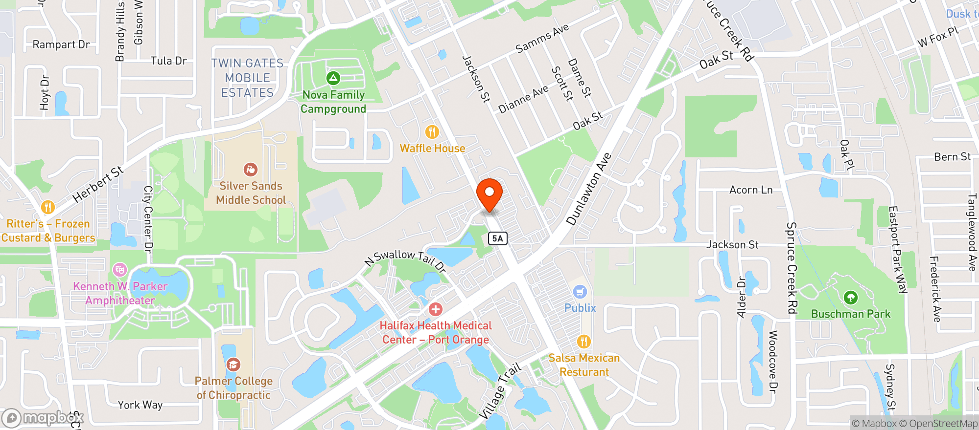 Map showing La Fiesta
