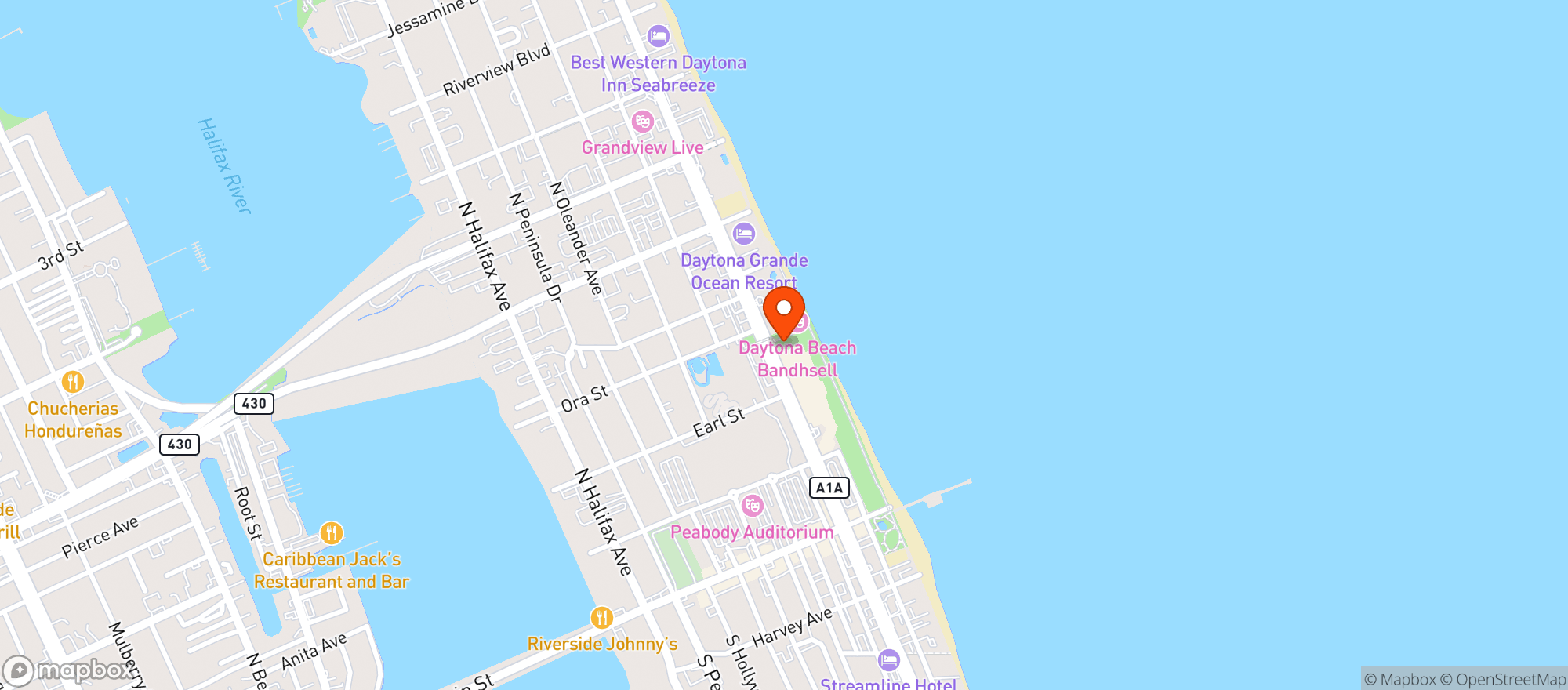 Map showing Joes Beach Mart