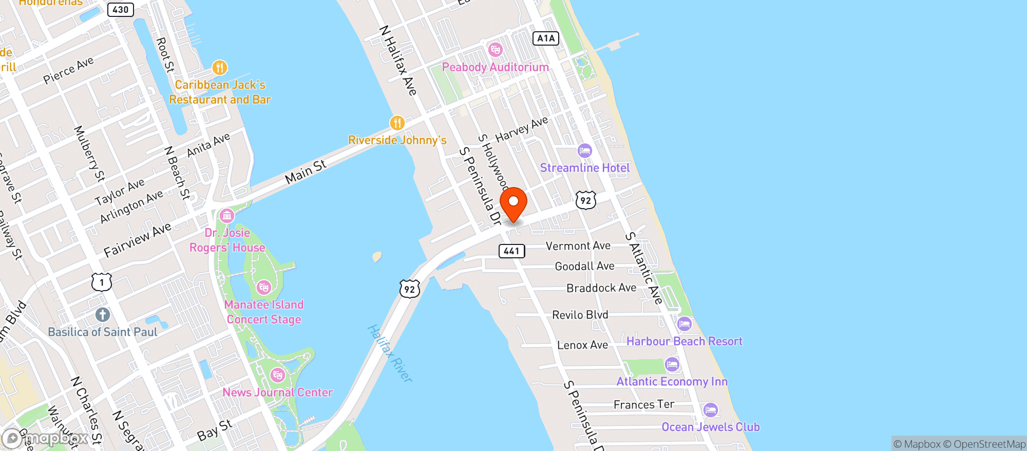 Map showing Beaches Daytona
