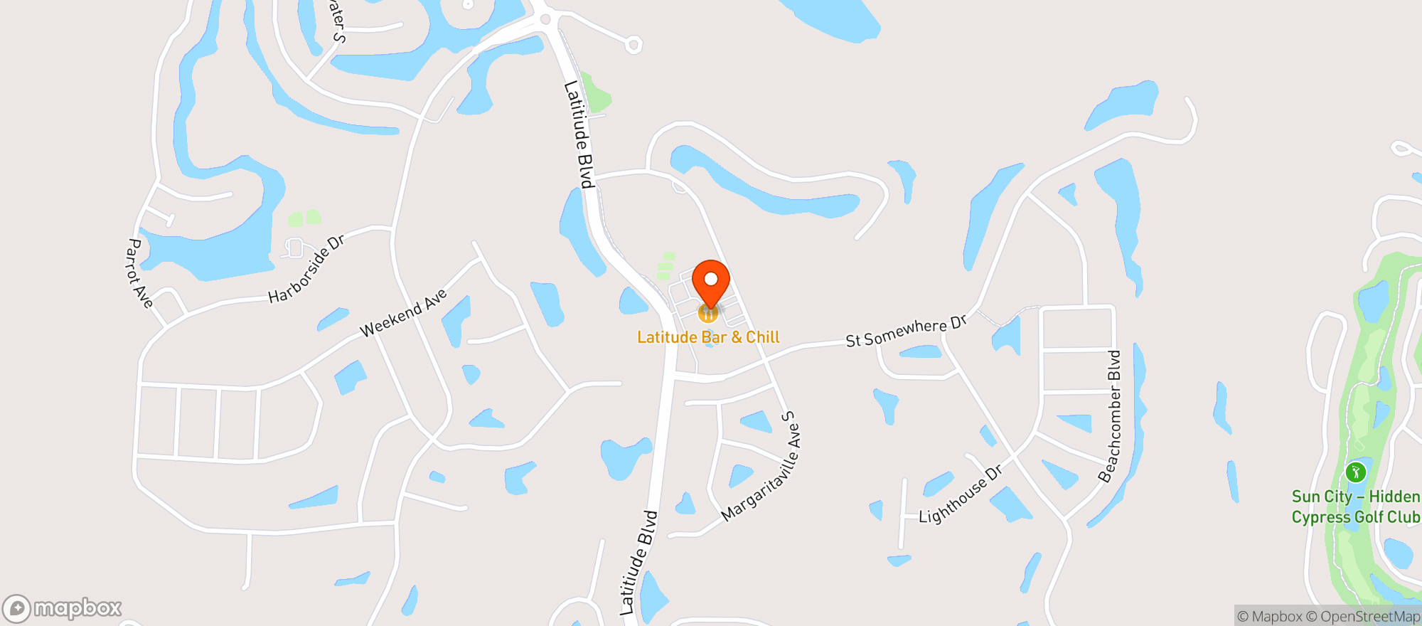 Map showing Latitude Margaritaville Hilton Head