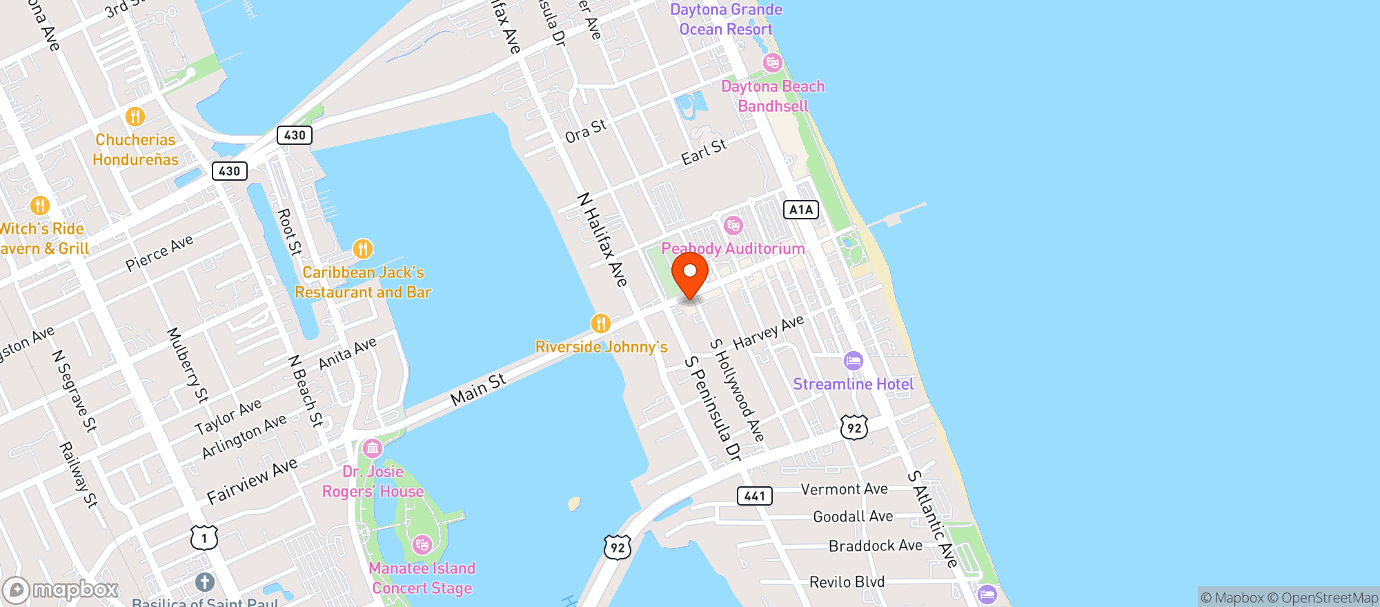 Map showing Main Street Live