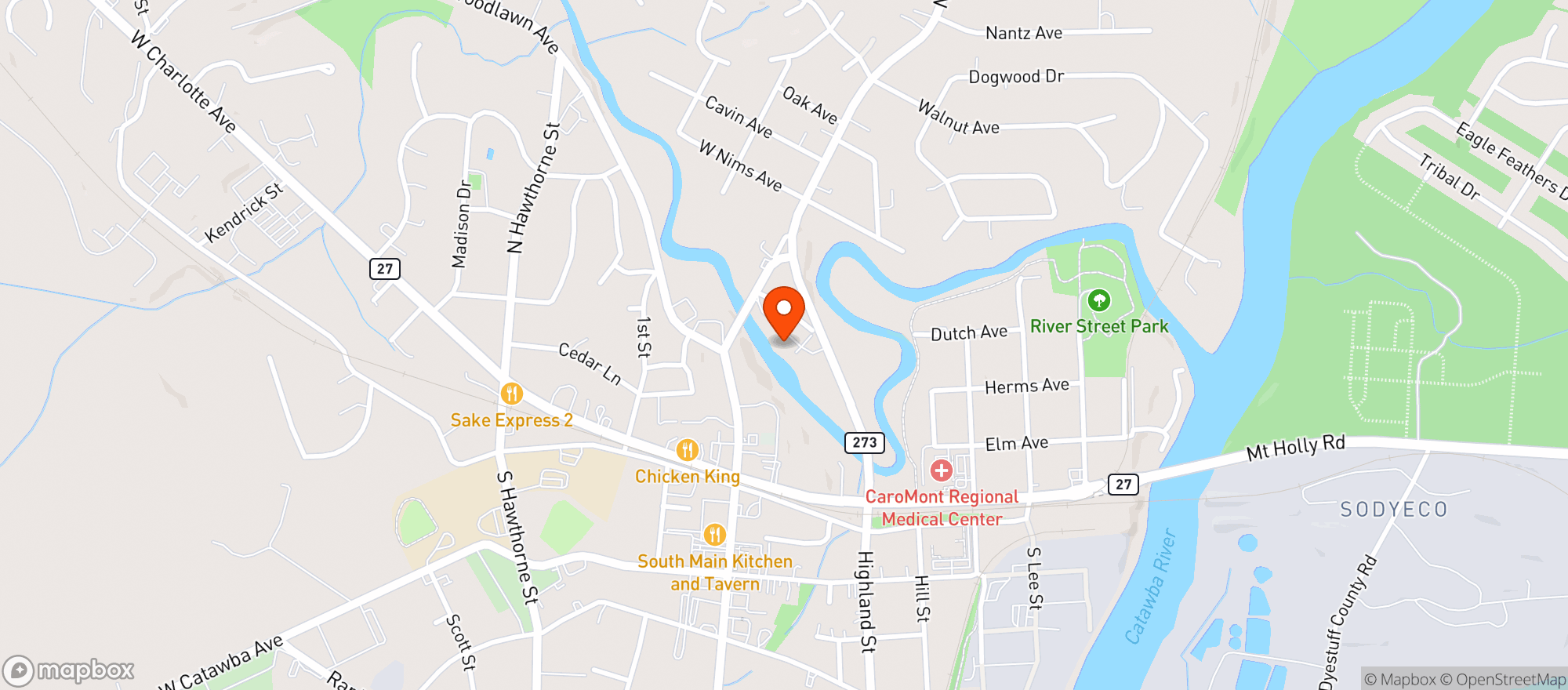 Map showing Muddy River Distillery