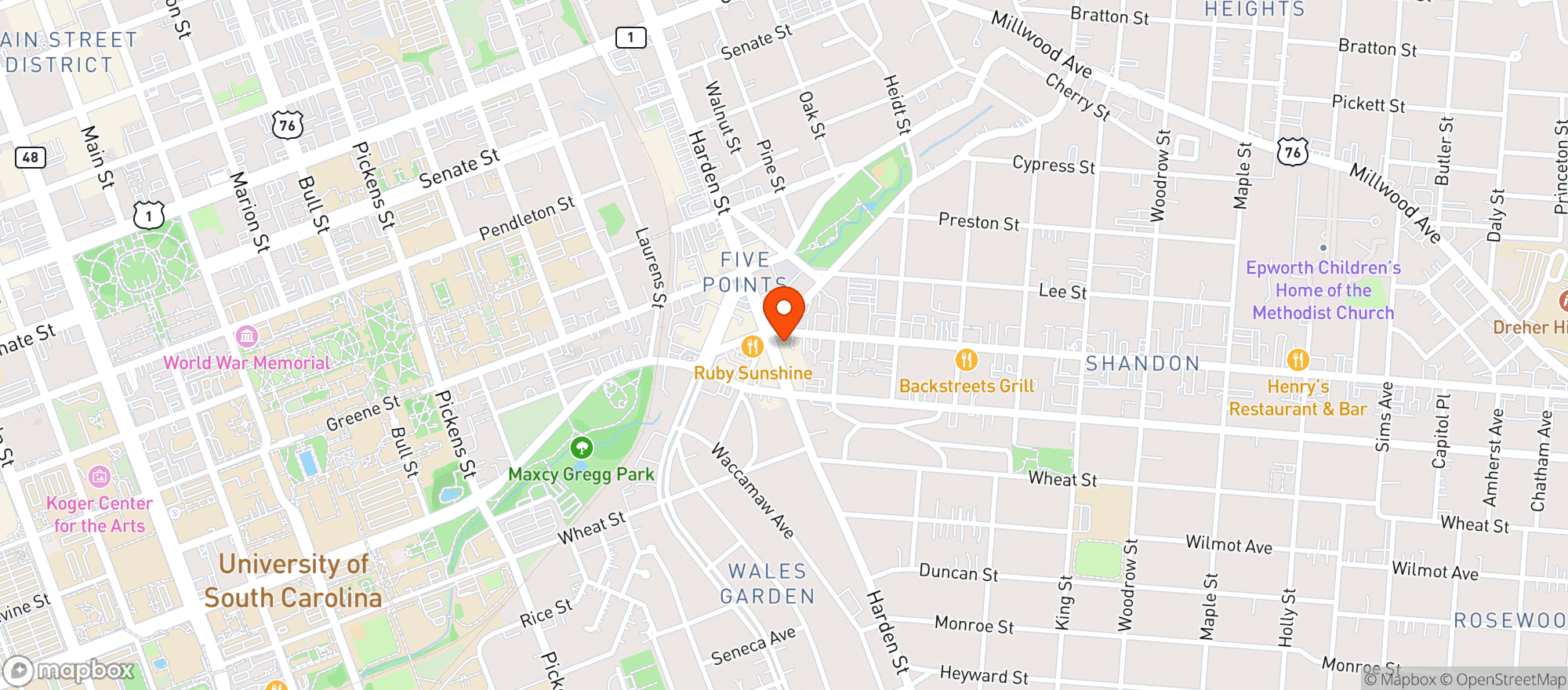 Map showing College Mart (cola)