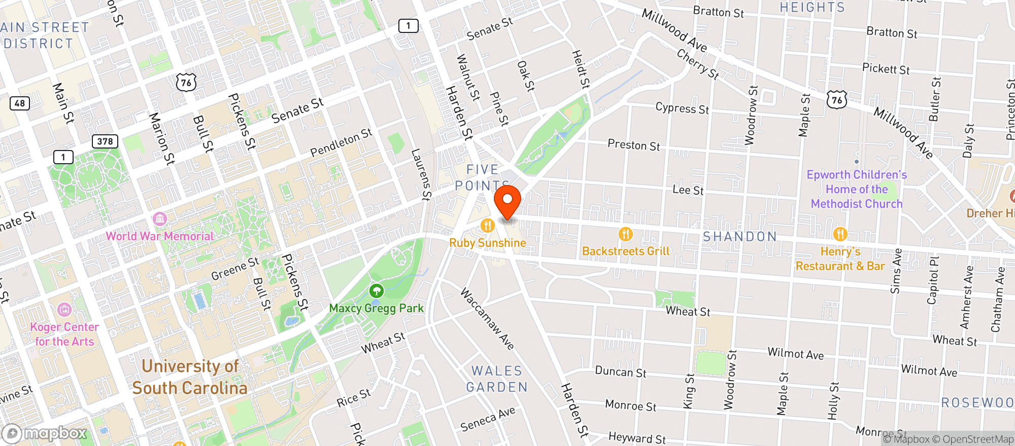 Map showing Luckys Of Columbia 
