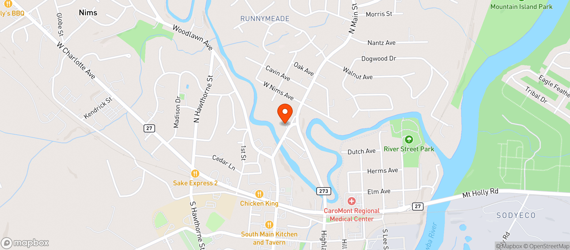 Map showing Lees Quick Stop
