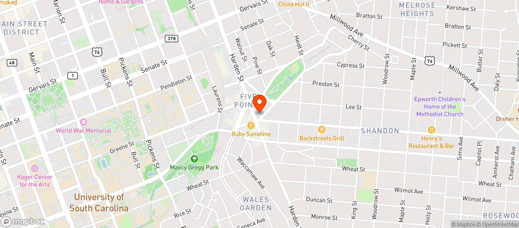 Map showing Home Team Bbq