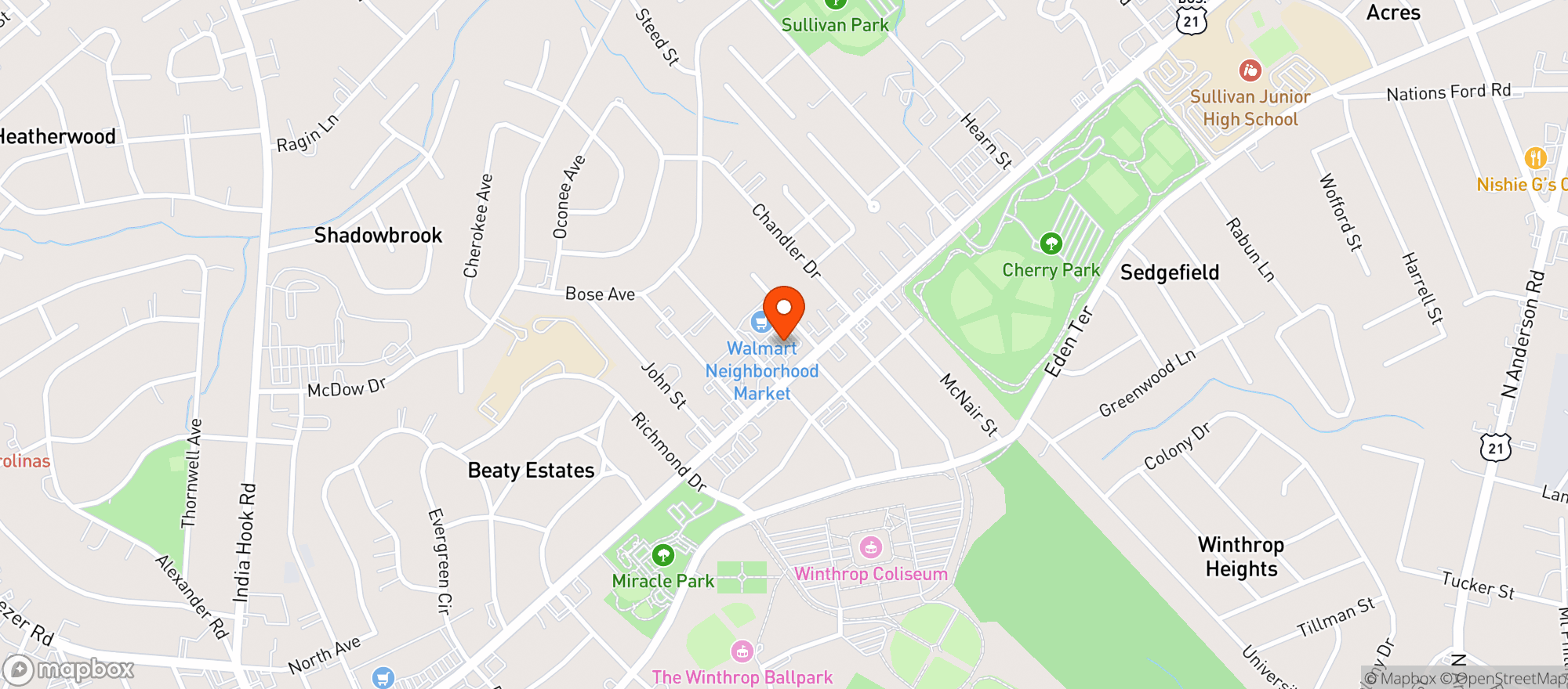 Map showing Walmart Neighborhood Market