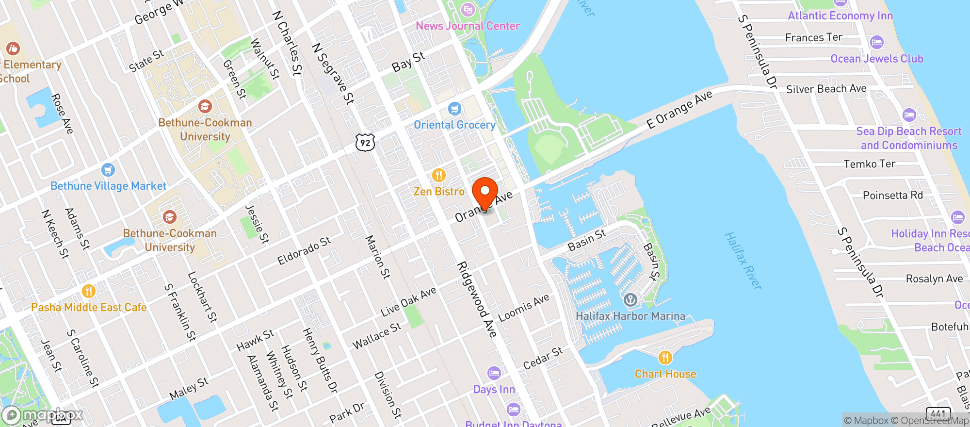 Map showing Dinos Bar & Grill