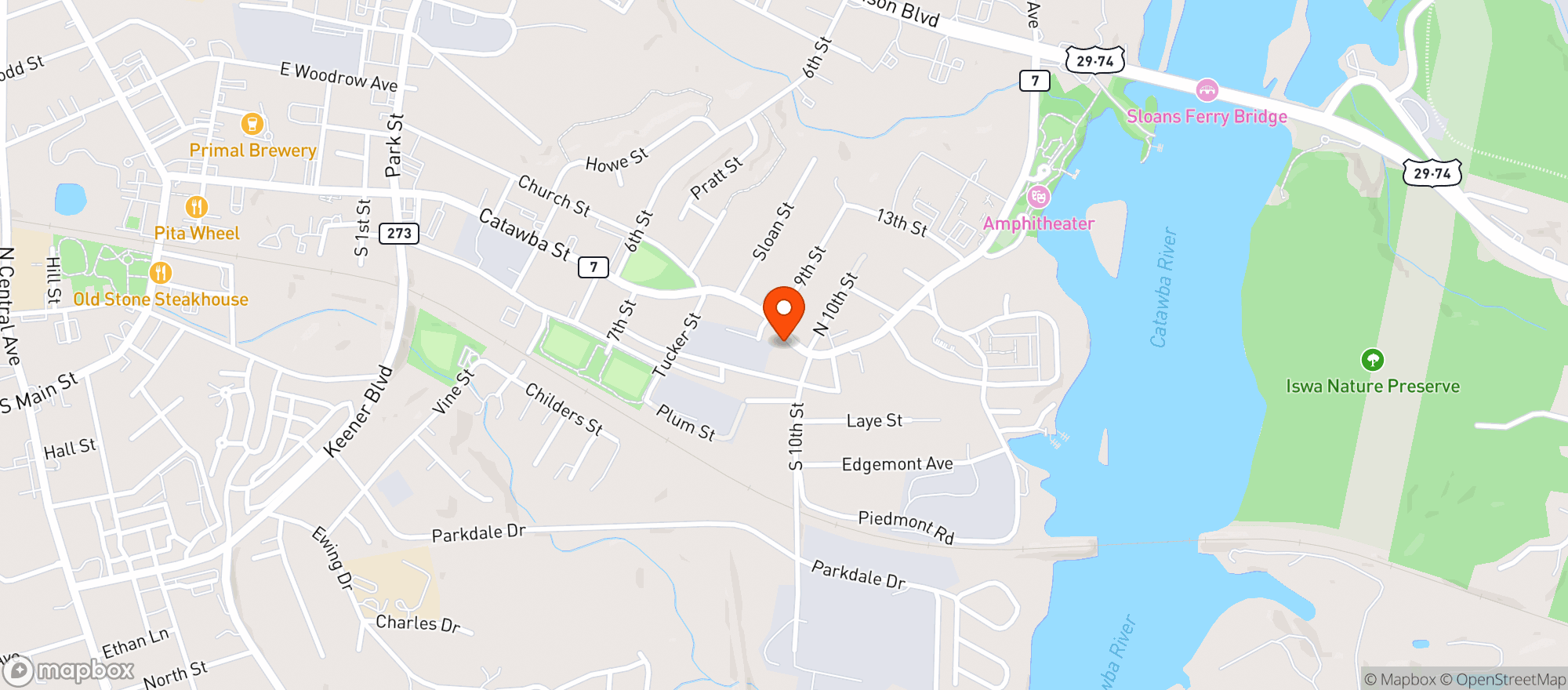 Map showing Belmont Yoga