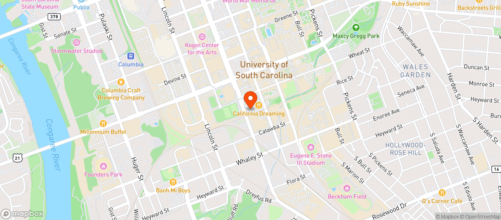 Map showing Green's On Assembly