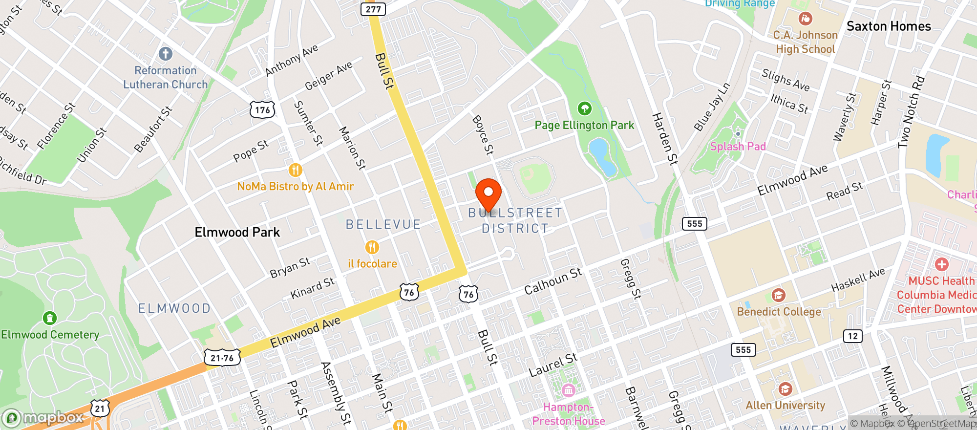 Map showing Tupelo Honey