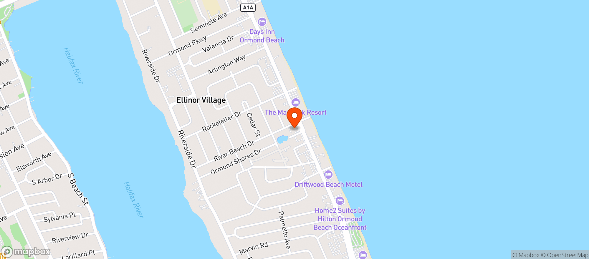 Map showing Ormond Beach Bp