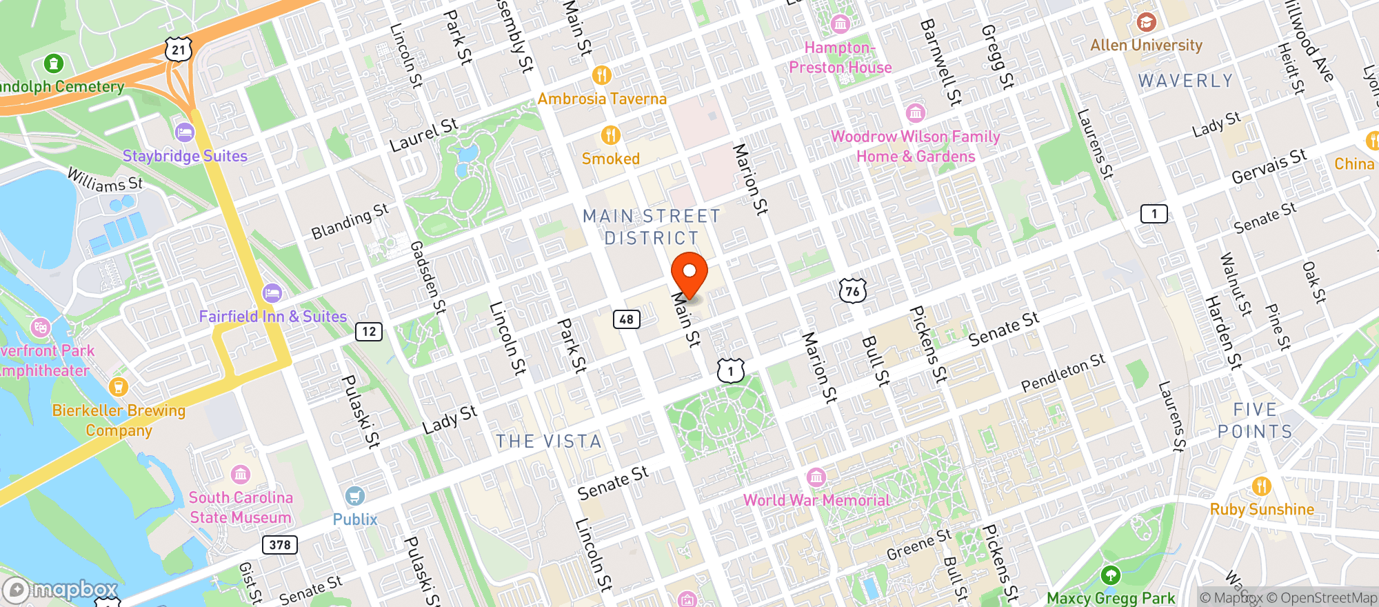 Map showing Market On Main