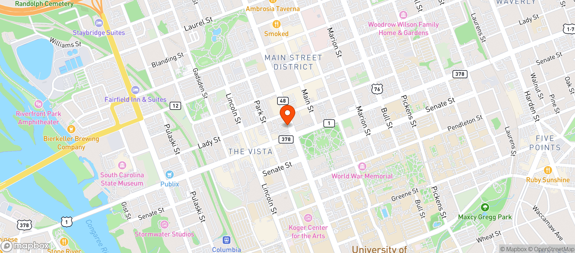 Map showing Colas Restaurant