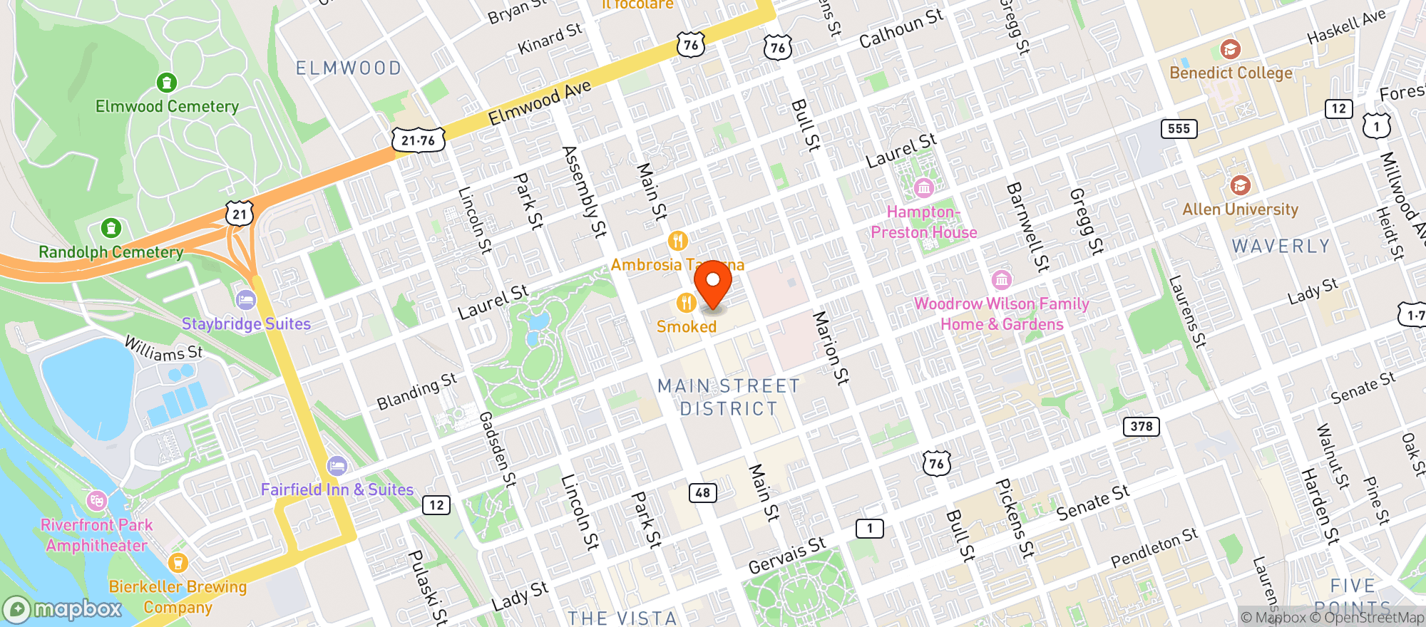 Map showing Michaels Cafe & Catering