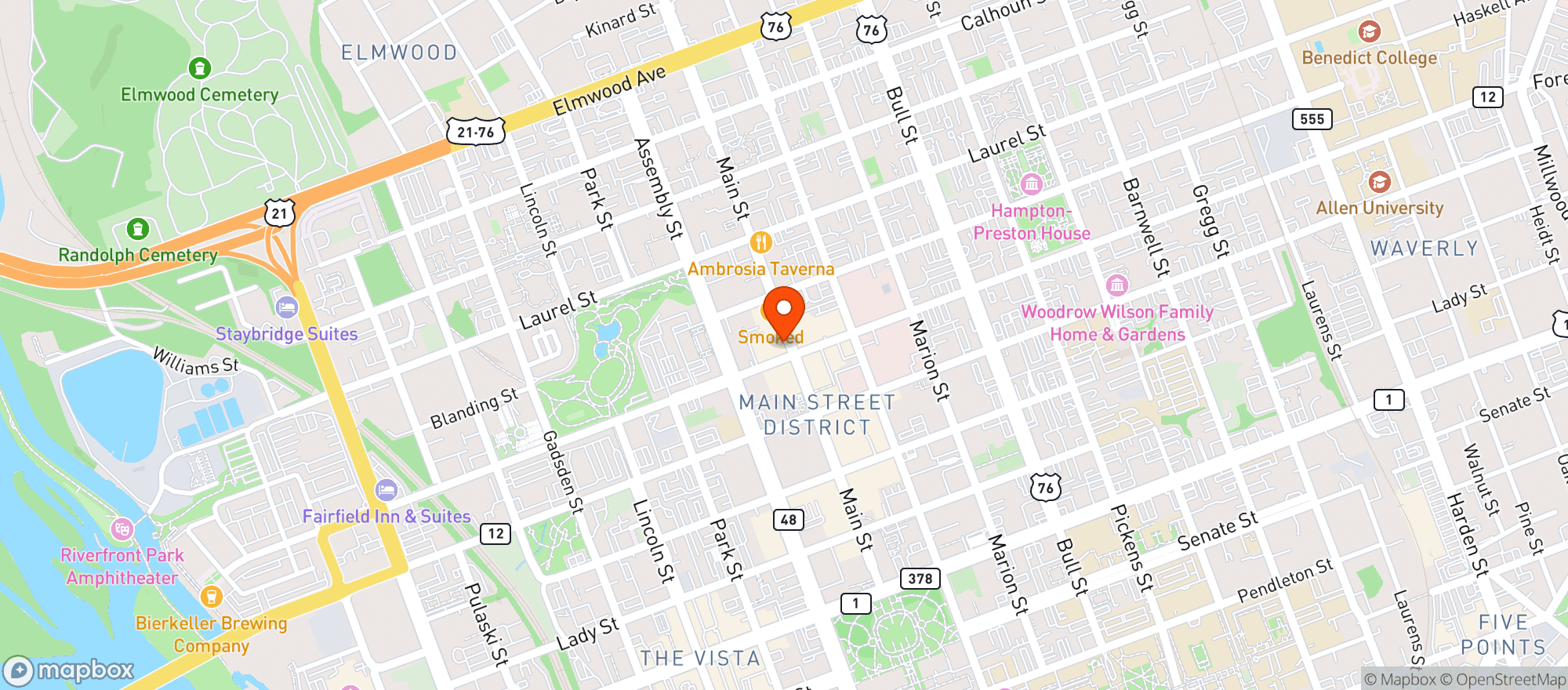 Map showing Nickelodeon Theatre