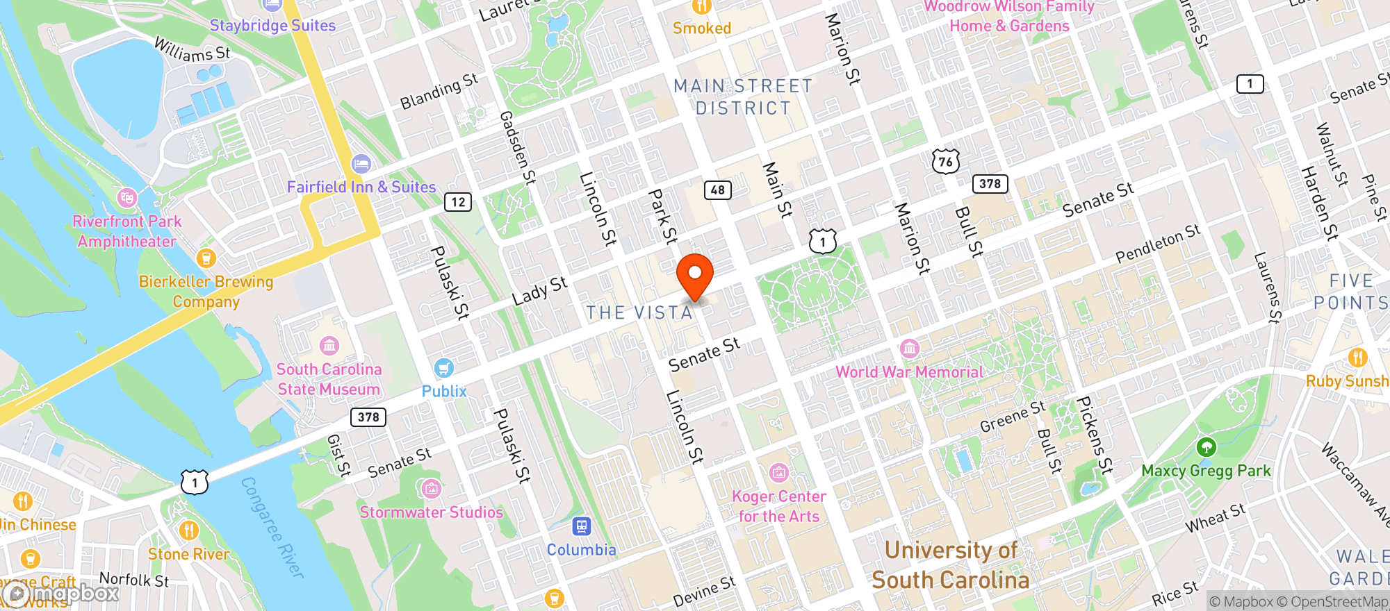 Map showing Oyster Bar Columbia